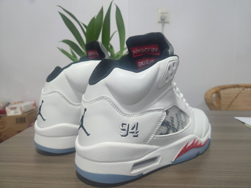 Air Jordan 5 White Red Men's Sneakers | Red Accent Society