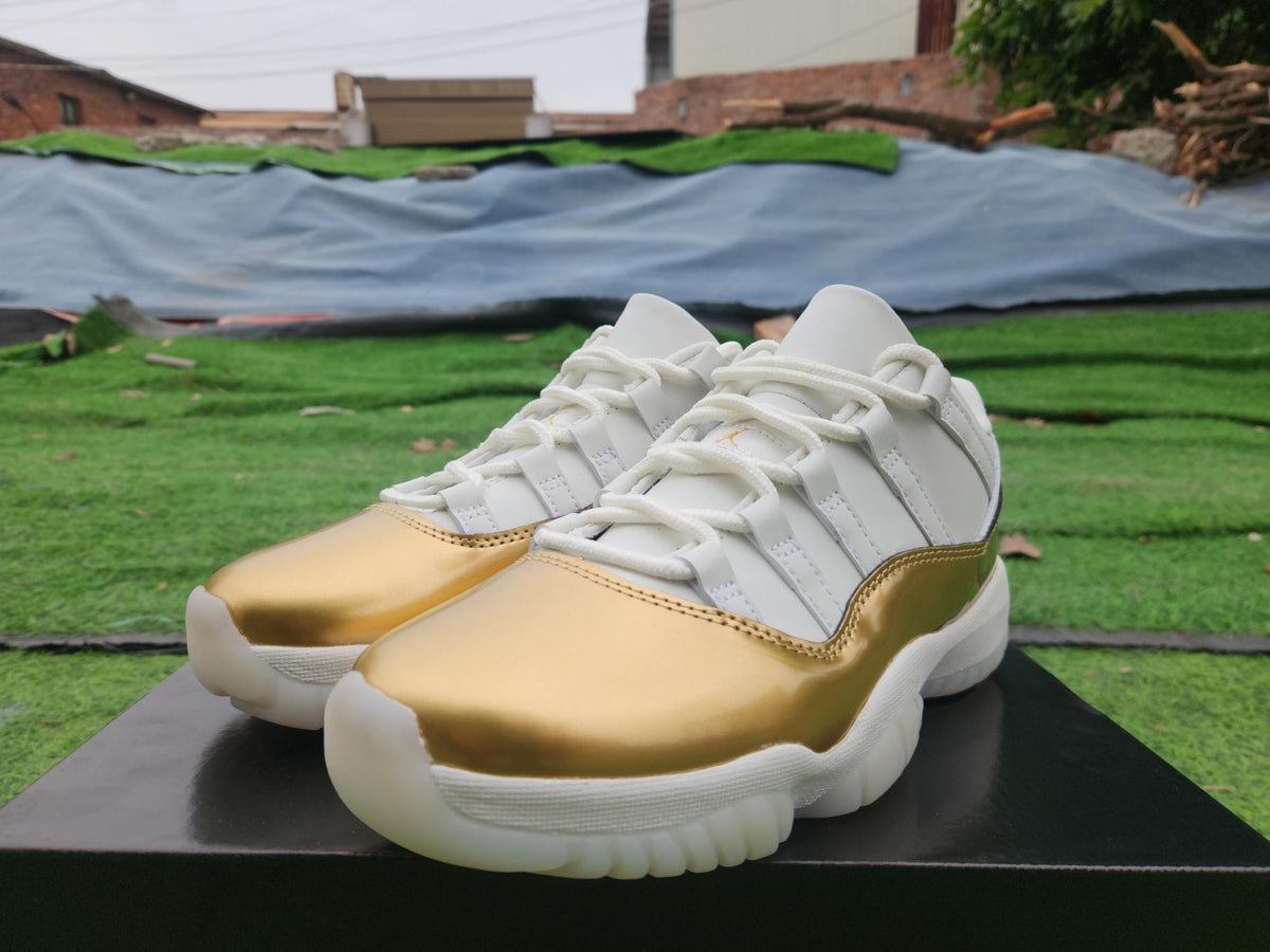 Air Jordan 11 Low White Gold Sneakers | Aurum Interval