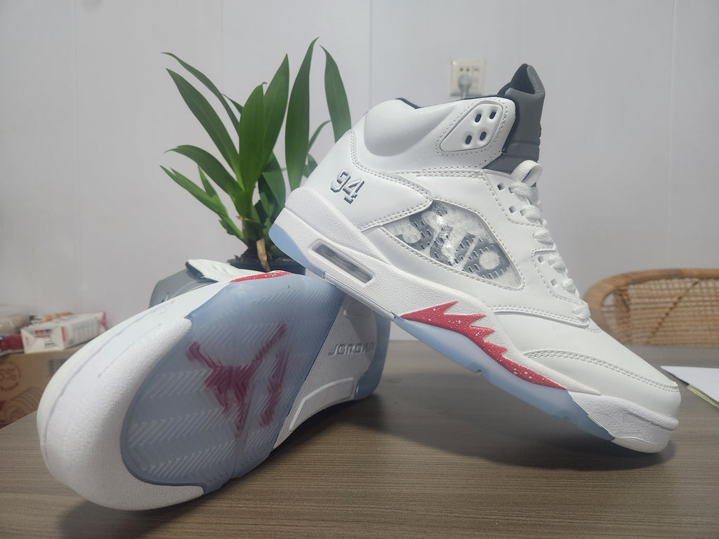 Air Jordan 5 White Red Men's Sneakers | Red Accent Society