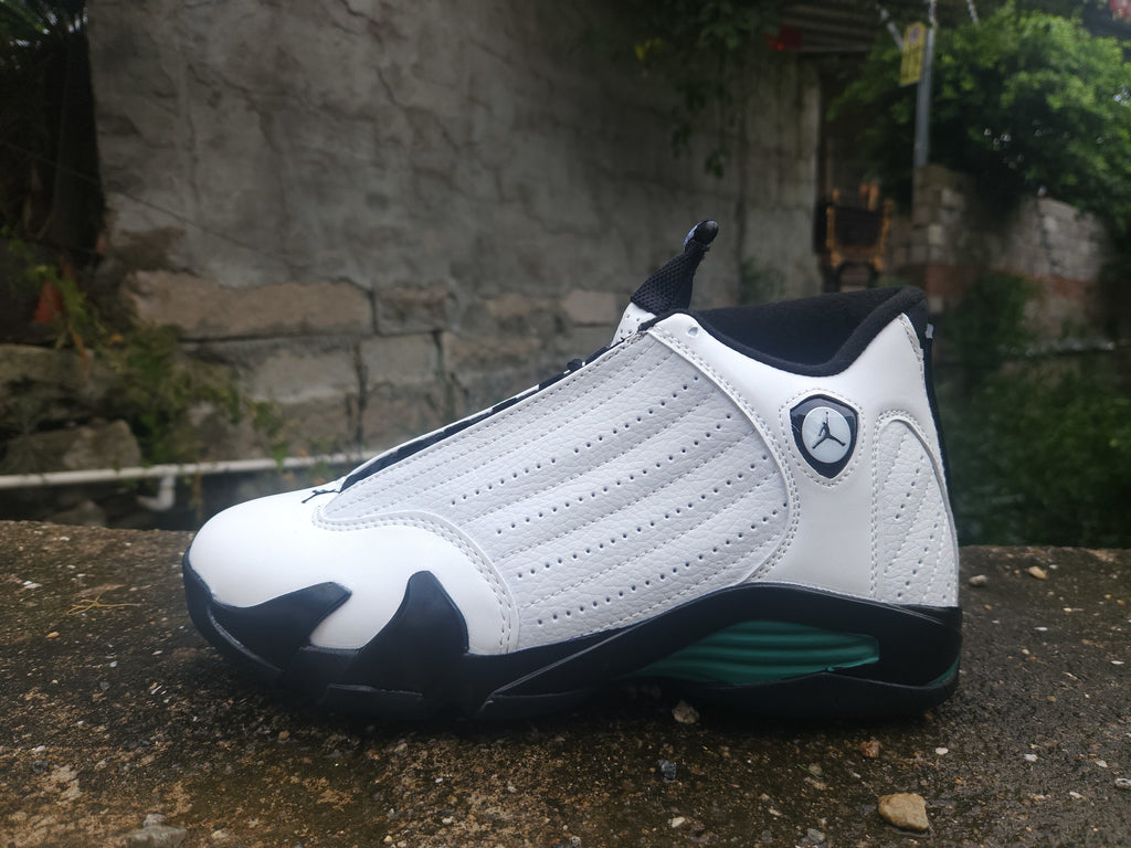 Air Jordan 14 Retro White Black Green | Greenline Contrast