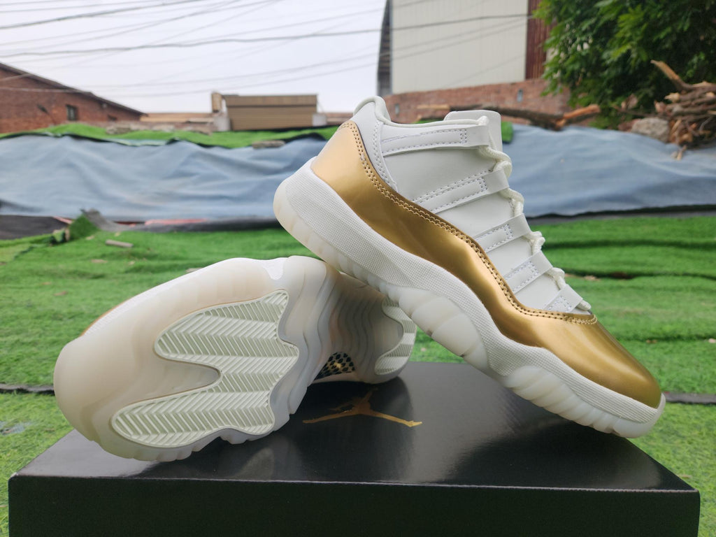 Air Jordan 11 Low White Gold Sneakers | Aurum Interval
