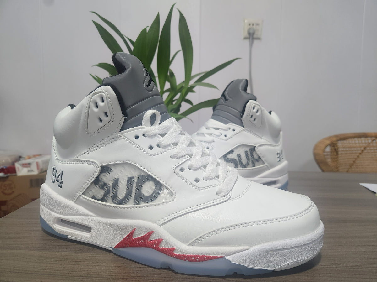 Air Jordan 5 White Red Men's Sneakers | Red Accent Society