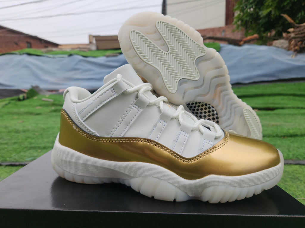 Air Jordan 11 Low White Gold Sneakers | Aurum Interval