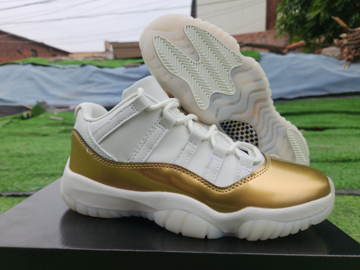 Air Jordan 11 Low White Gold Sneakers | Aurum Interval