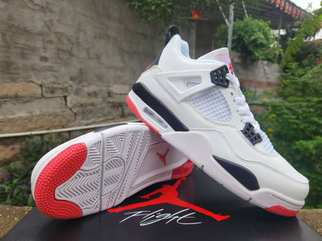 Air Jordan 4 Retro White-Red | Scarlet Outline