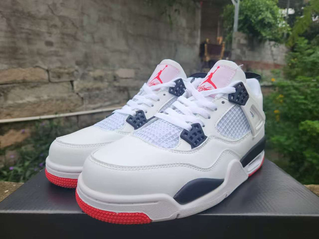 Air Jordan 4 Retro White-Red | Crimson Contrast