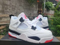 Air Jordan 4 Retro White-Red | Scarlet Outline