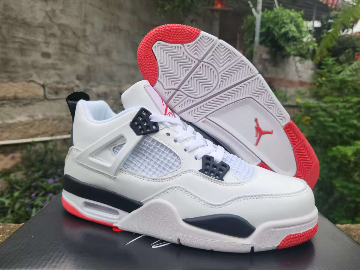 Air Jordan 4 Retro White-Red | Crimson Contrast